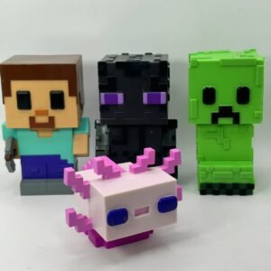 Minecraft Cubeez Ooshies Vinyl Figures – Axolotl, Creeper, Steve & Enderman (4-Inch)